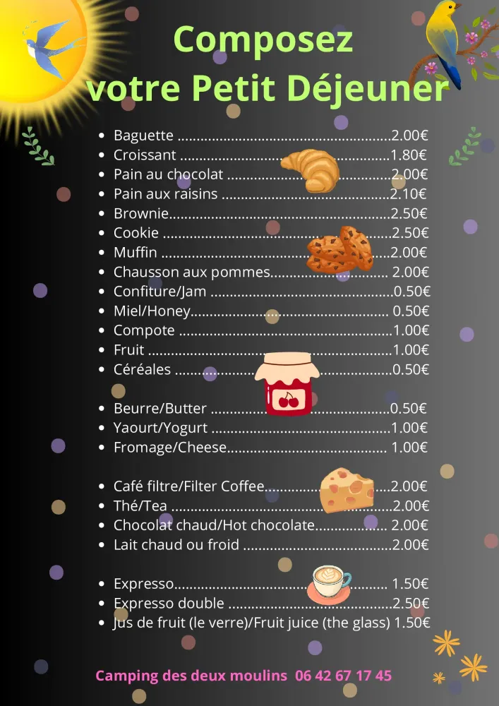 Tarifs Petit déjeuner